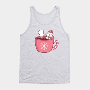 Cute Christmas Coffee Drink Snowman Marshmallow Tank Top